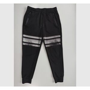 PUBLIC REC Standard Fit Smooth Face Fleece Joggers Mens Medium Black Stripes